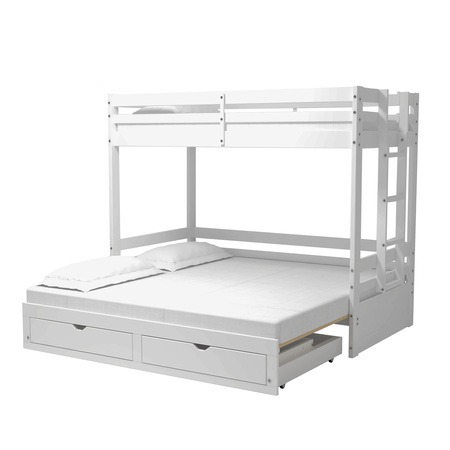 ALATERRE FURNITURE Jasper Twin to King Extending Day Bed with Bunk Bed and Storage Drawers, White AJJP00WH